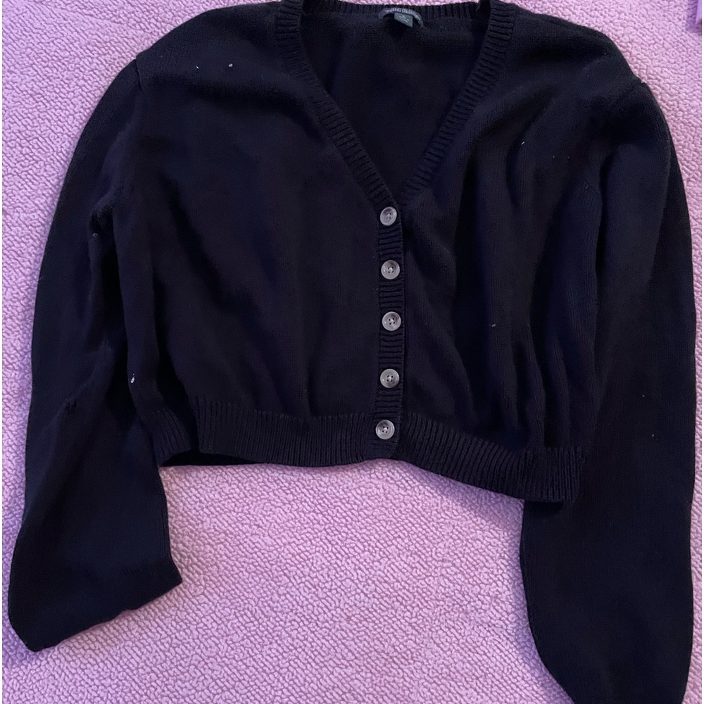 Black cropped cardigan style sweater